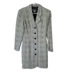 Nicole Miller Black Cream Dress Coat Size 4 EUC